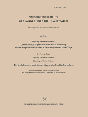 cover image of Untersuchungsergebnisse über die Ausbreitung elektro-magnetischer Wellen in Grubensystemen unter Tage